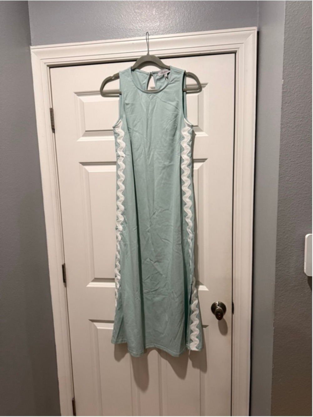 Women's PROSPERINA Light Blue White Maxi Dress S - Picture 4 of 13
